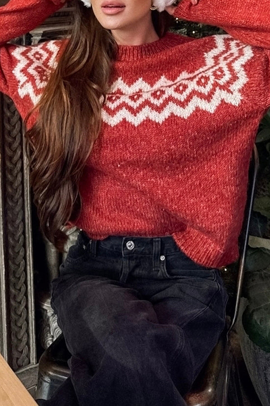 Festive Patterned Knit Sweater