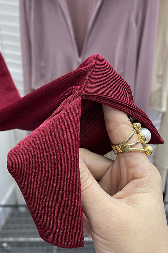 Tie Front Long Sleeve Blouse