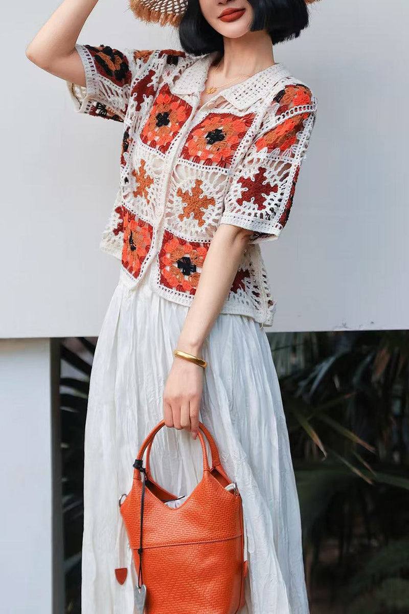 Crochet Floral Patchwork Cardigan