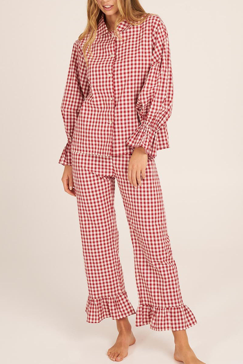 Ruffled Checkered Loungewear Set