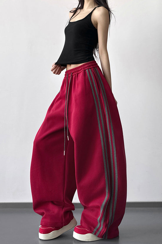 Wide-Leg Stripe Casual Pants