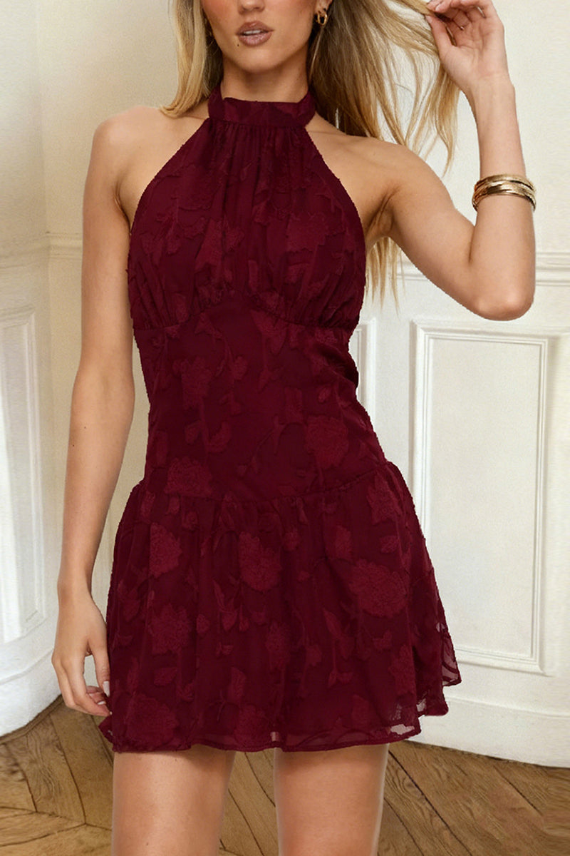 Halter Neck Floral Floral Casual Dress