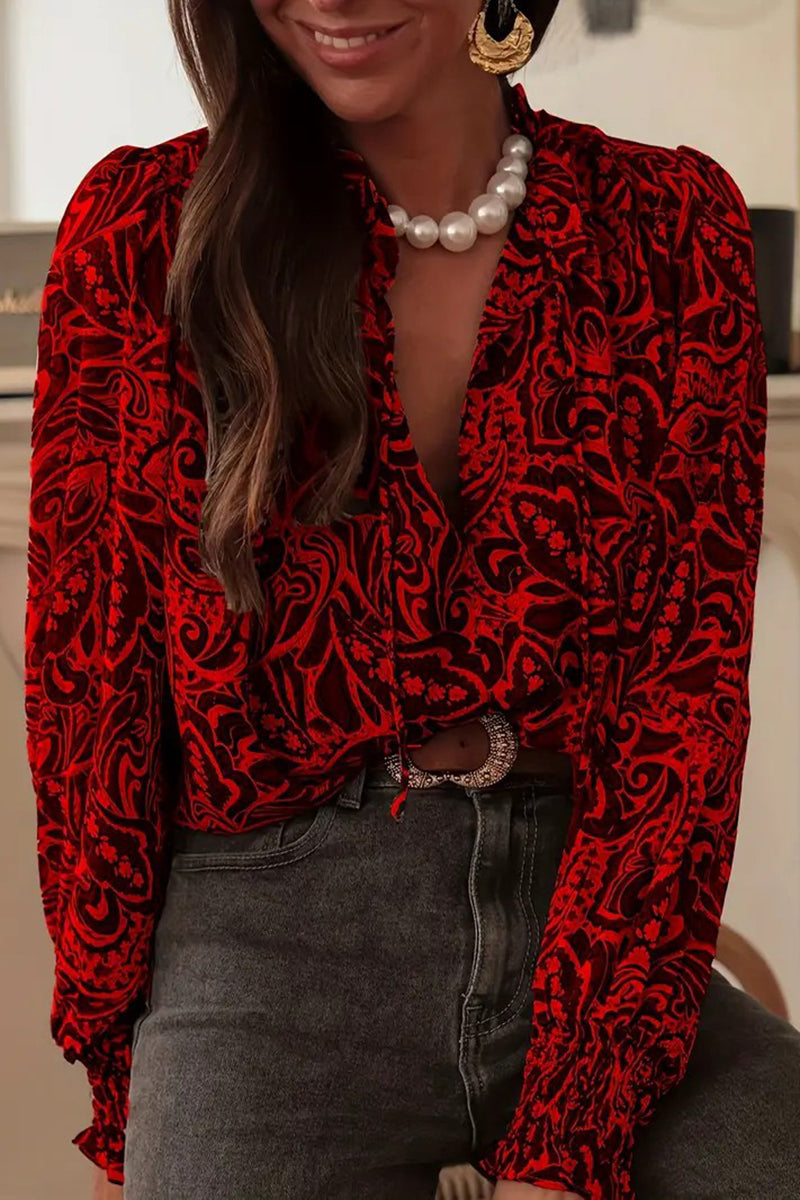 Paisley Patterned Long Sleeve Blouse