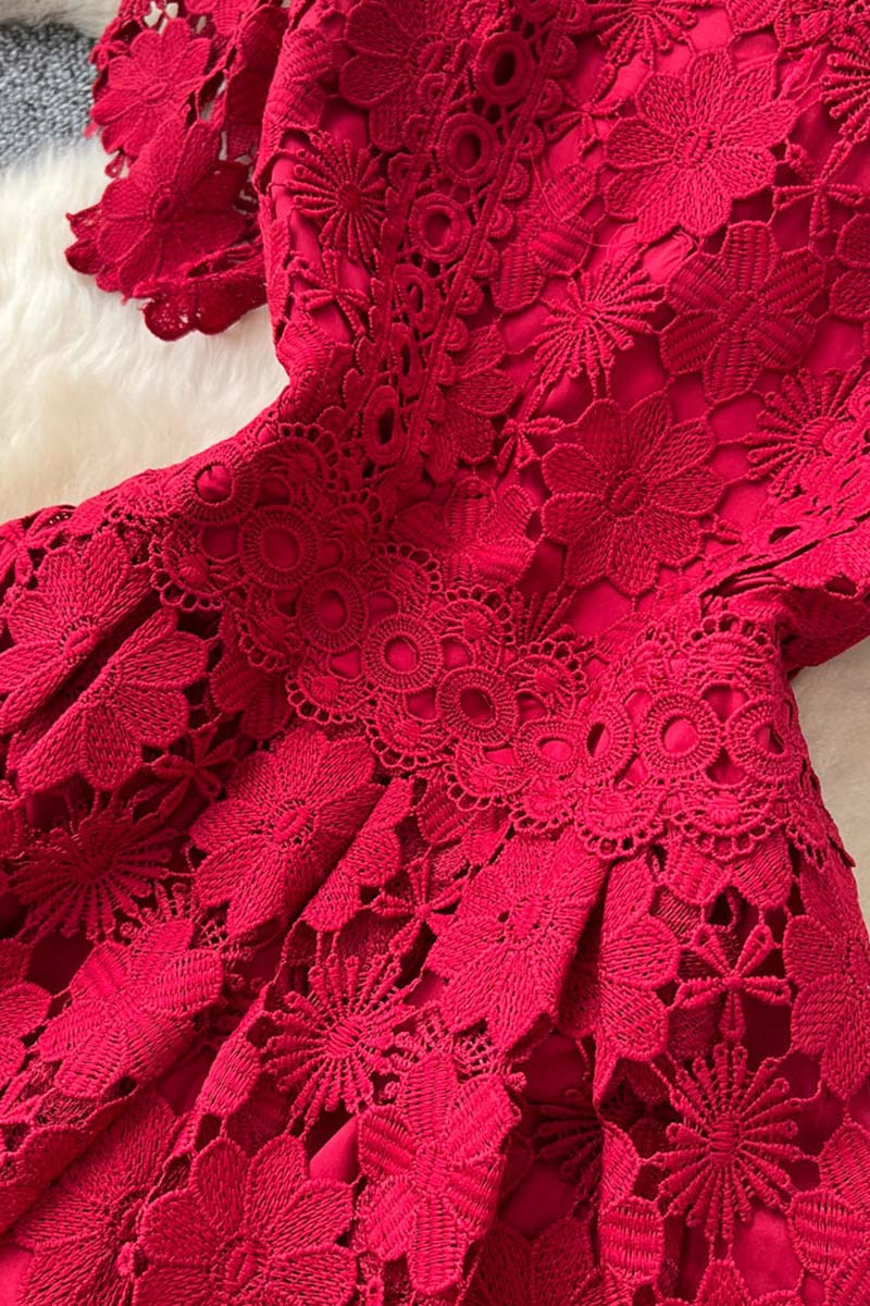 Elegant Floral Short Sleeve Dress