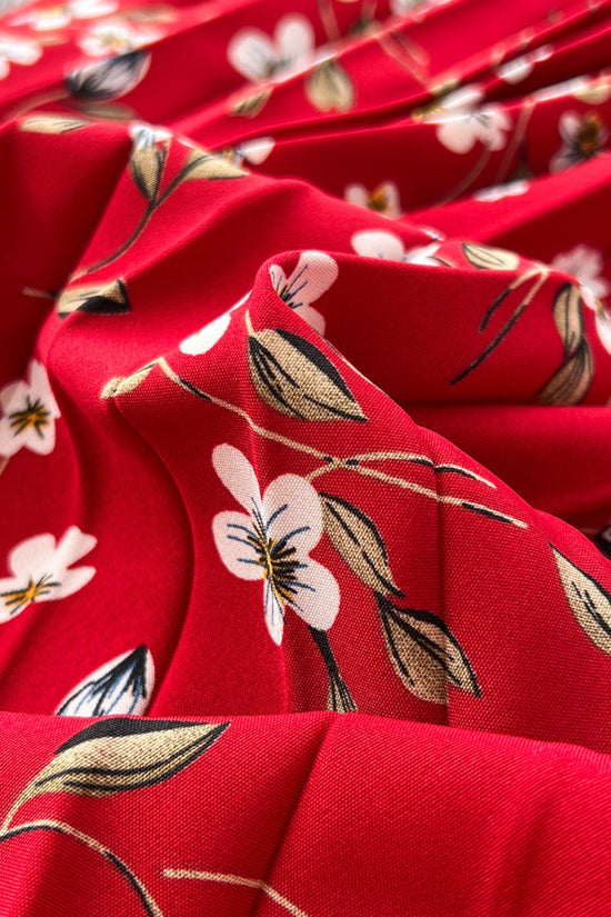 Floral Print Pleated Midi Skirt