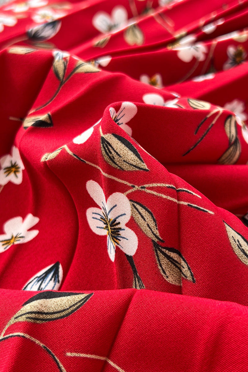 Floral Print Pleated Midi Skirt