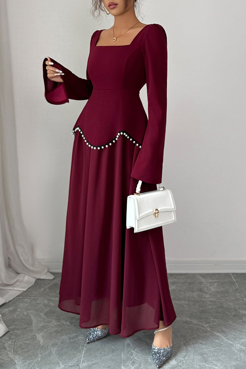 Elegant Square Neck Maxi Dress