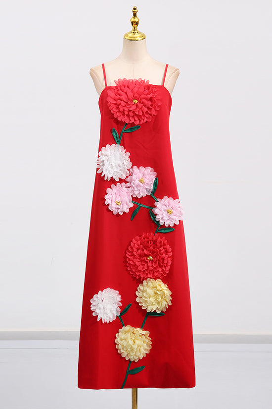 Floral Appliqué Sleeveless Casual Dress