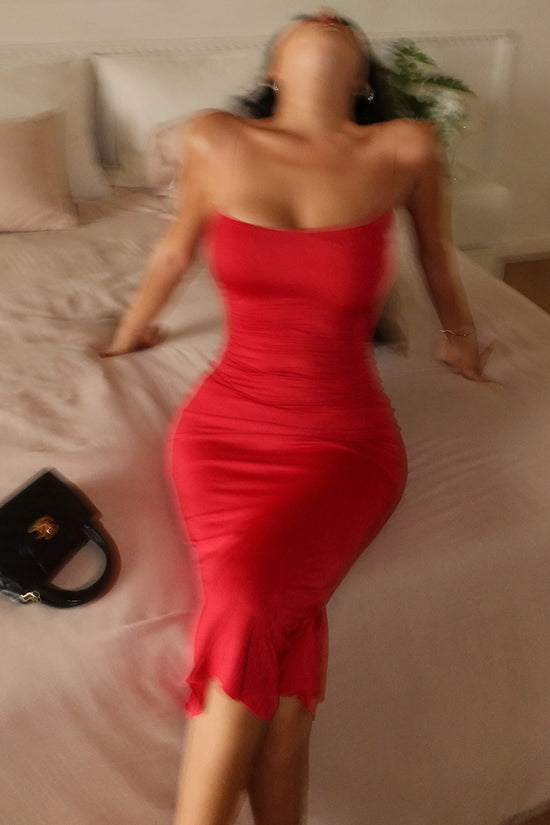 Spaghetti Strap Ruched Bodycon Dress