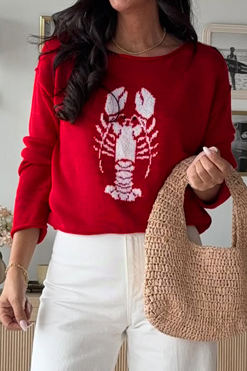 Off-Shoulder Lobster Sweater