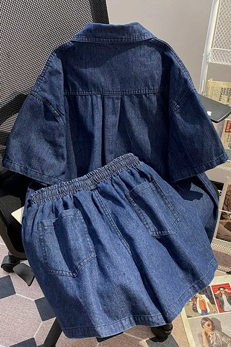 Casual Short Sleeve Short Set