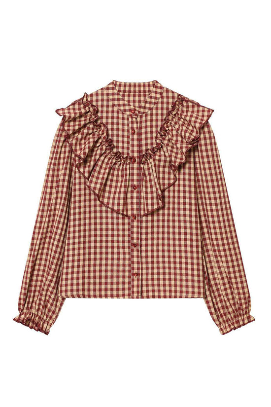 Ruffled Checkered Blouse