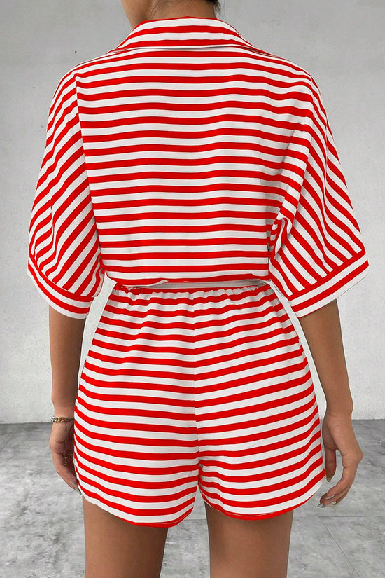 Striped Belted Romper