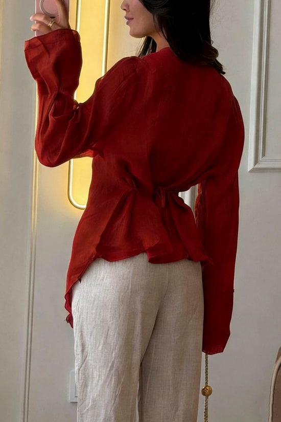 Ruffle Hem Asymmetric Blouse