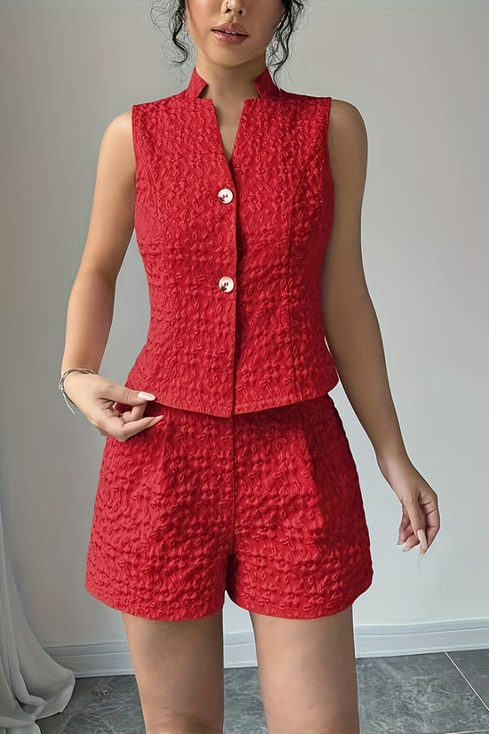 Textured Sleeveless Two-Piece Set