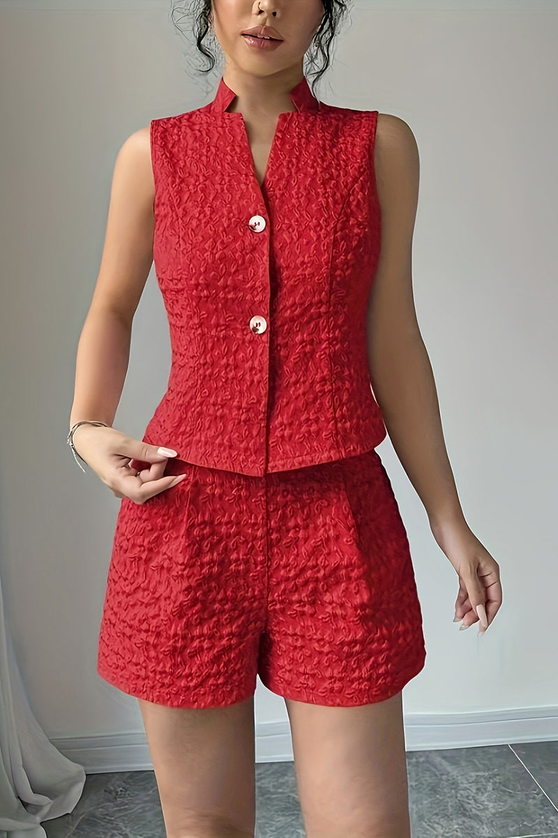 Textured Sleeveless Two-Piece Set