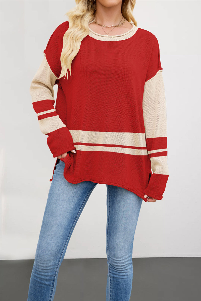 Striped Contrast Sleeve Sweater