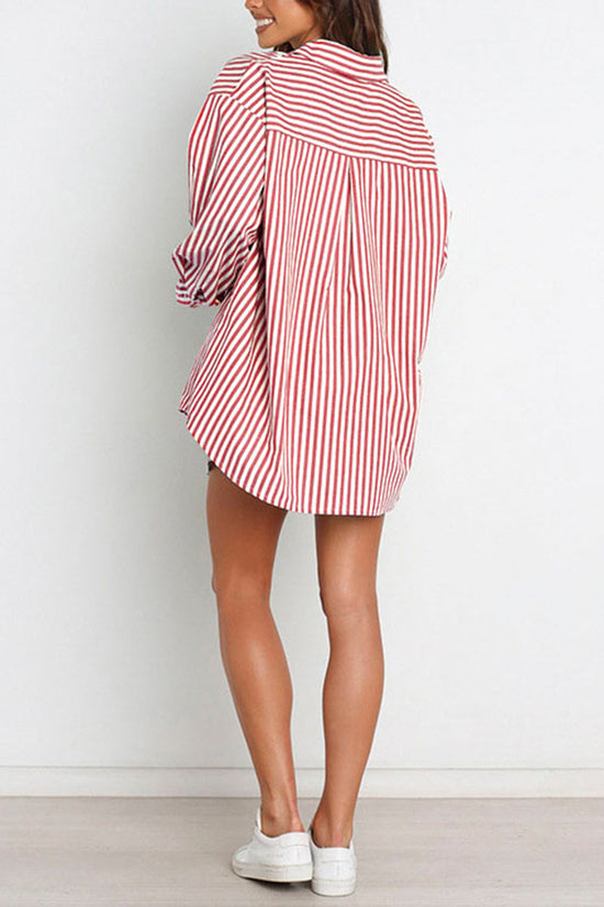 Striped Oversized Shirt and Shorts Set