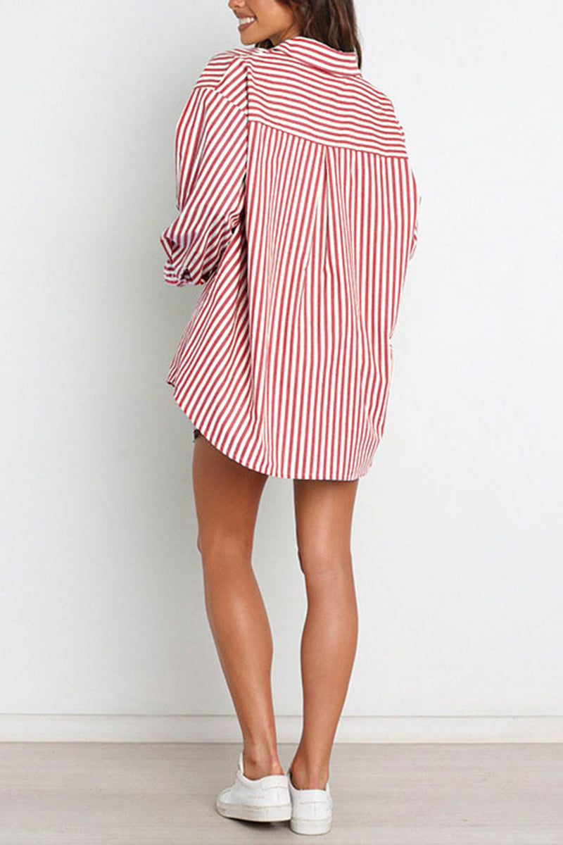 Striped Oversized Shirt and Shorts Set