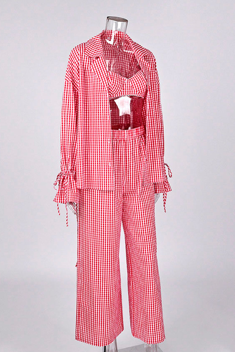 Checkered Three-Piece Loungewear Set