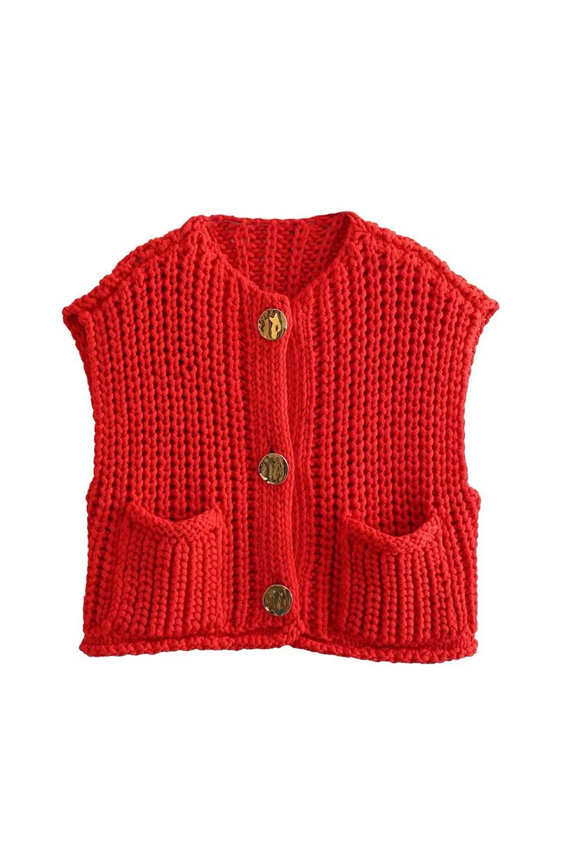 Button-Up Knitted Sweater Vest