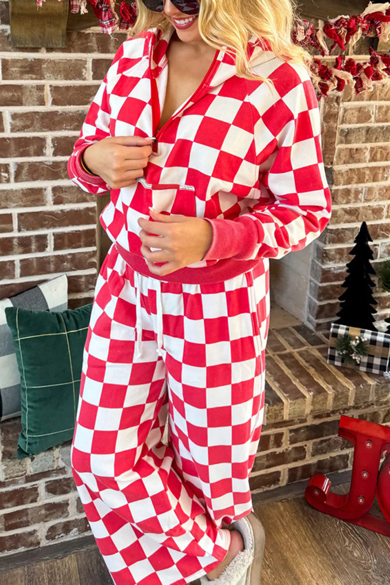 Checkered Pattern Pants Set