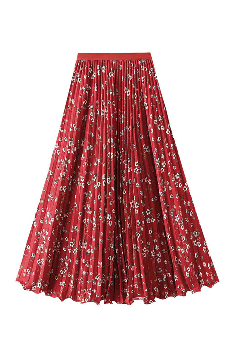 Floral Pleated Midi Skirt