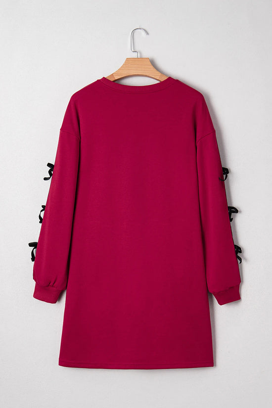 Striped Bow Sweatshirt Mini Dress