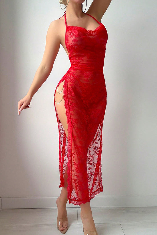 Elegant Lace Sheer Lingerie Dress