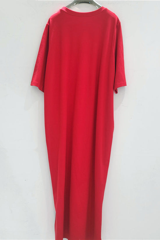 Keyhole Accent Loose T-Shirt Dress