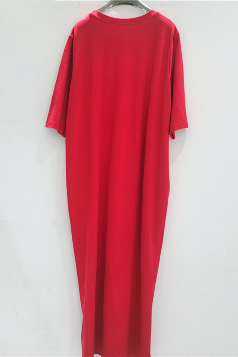 Keyhole Accent Loose T-Shirt Dress