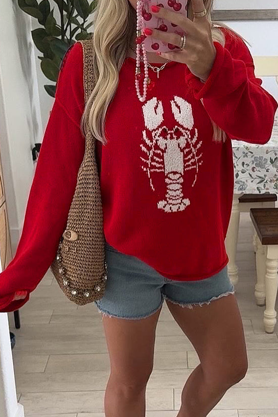 Off-Shoulder Lobster Sweater