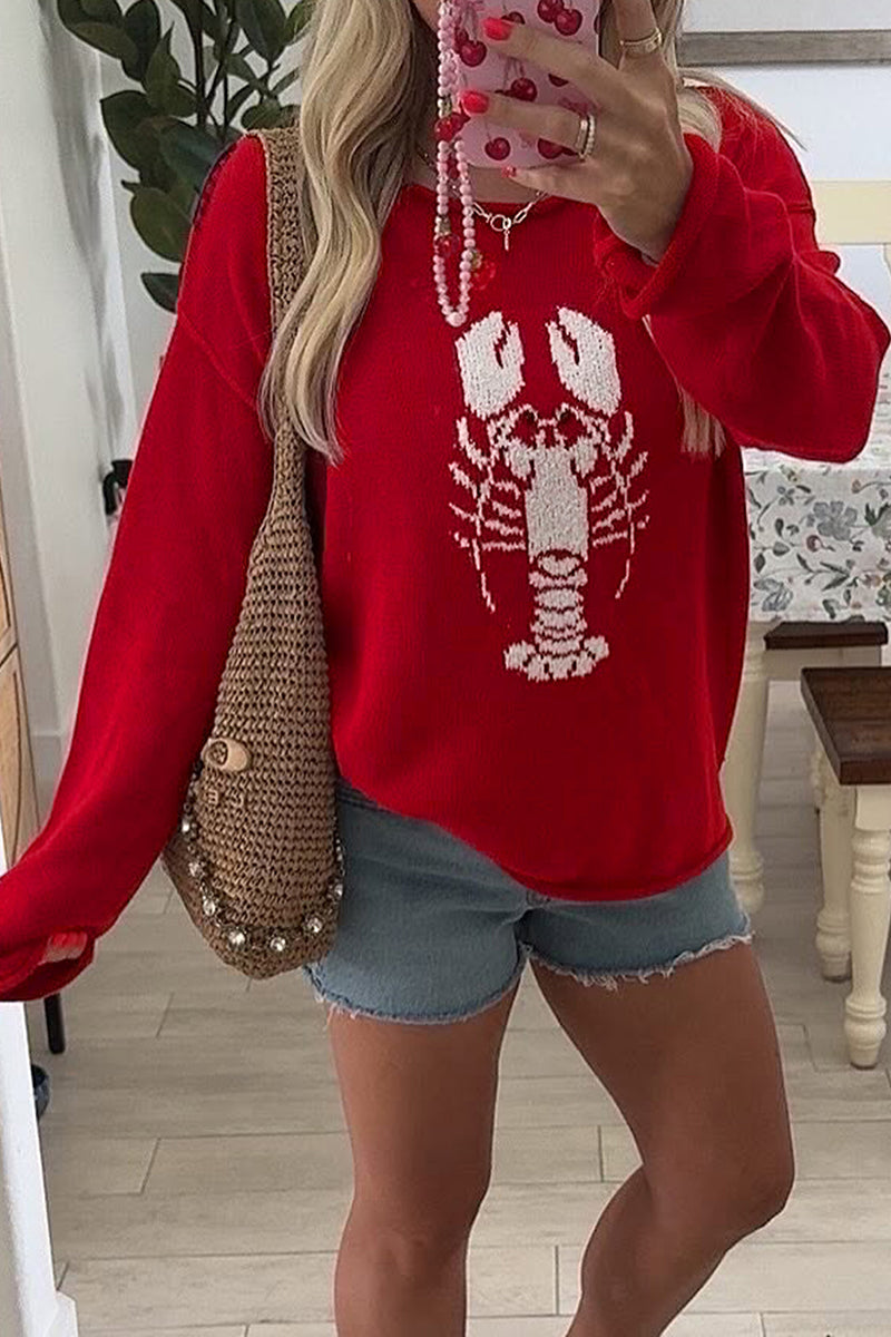 Off-Shoulder Lobster Sweater