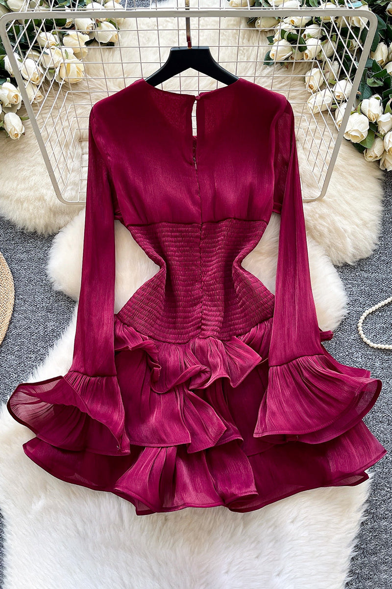 Ruffled Long Sleeve Casual Dress