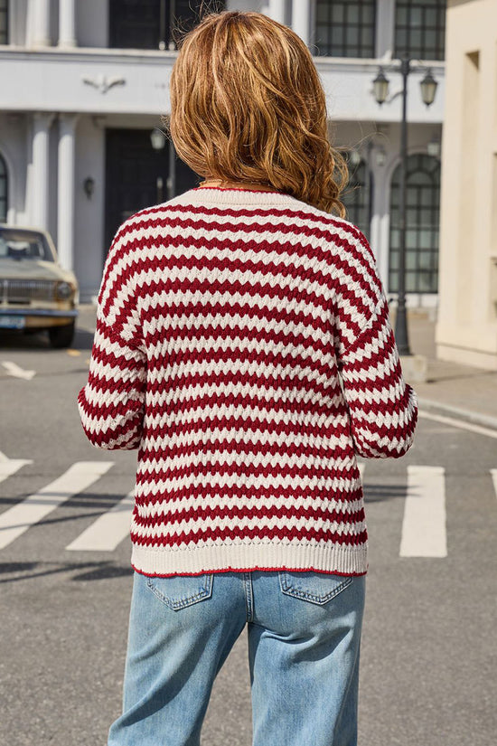 Zigzag Patterned Long Sleeve Sweater
