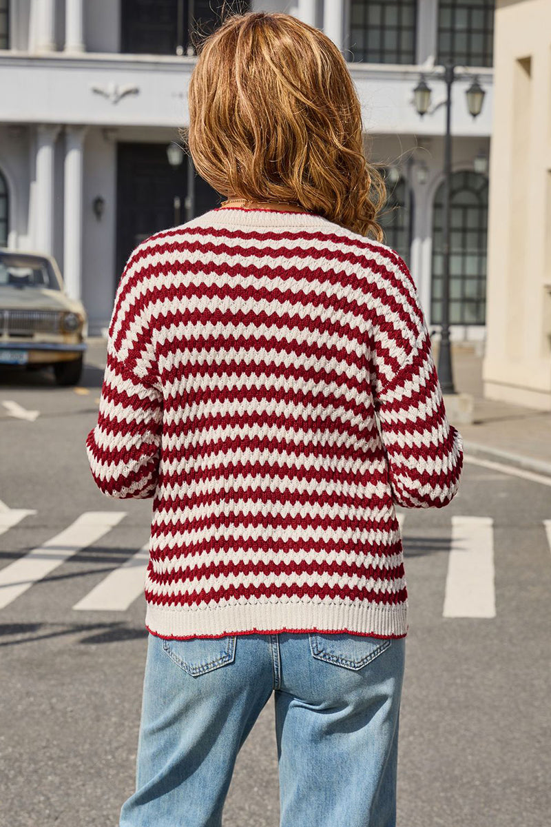 Zigzag Patterned Long Sleeve Sweater