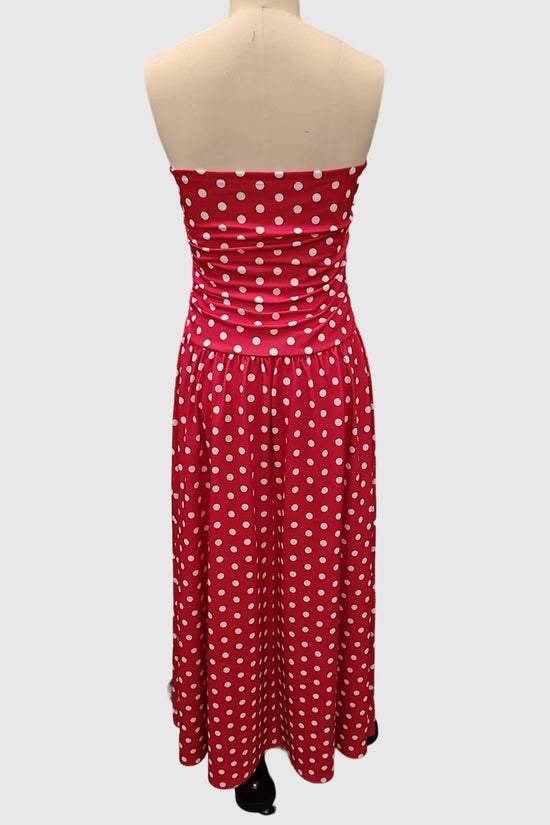 Strapless Polka Dot Casual Maxi Dress
