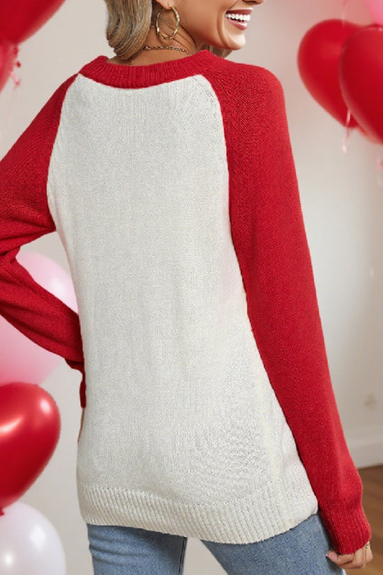 Heart Detail Long Sleeve Sweater
