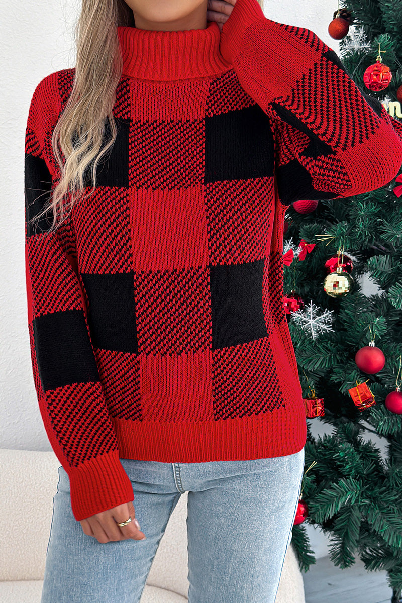 Checkered Turtleneck Sweater
