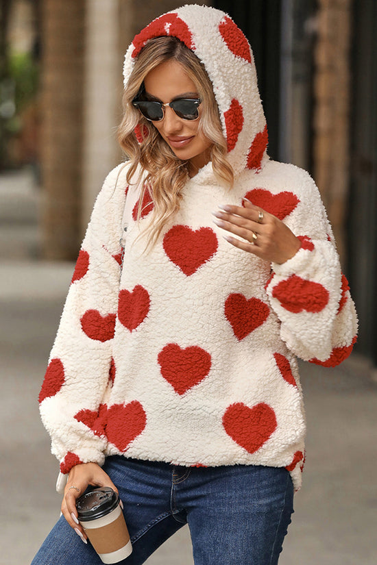 Heart Pattern Hooded Sweatshirt