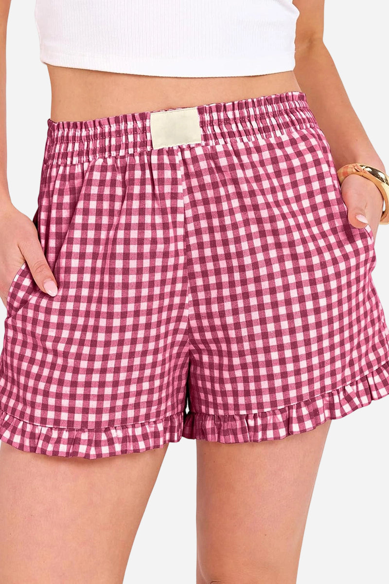 Gingham Frilled Casual Shorts