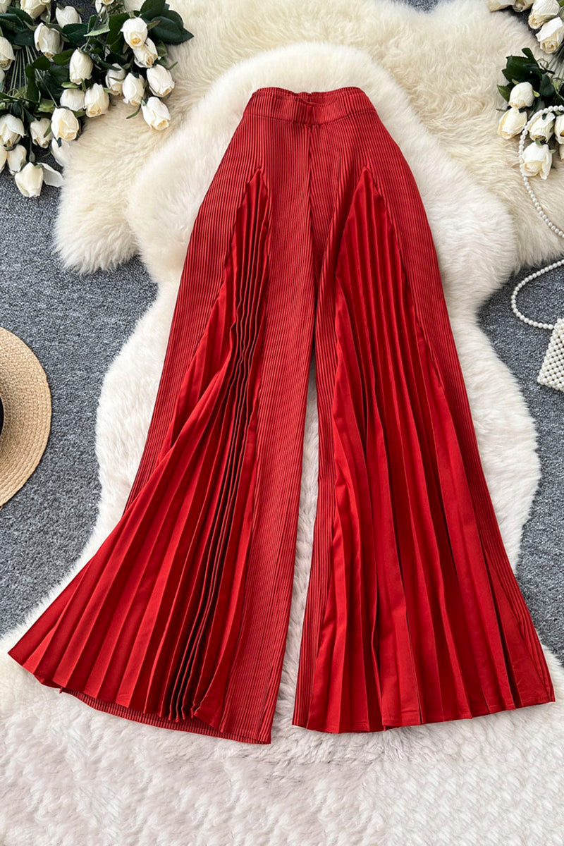 Elegant Pleated Wide-Leg Casual Pants