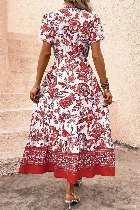 Floral Print V-Neck Casual Dress