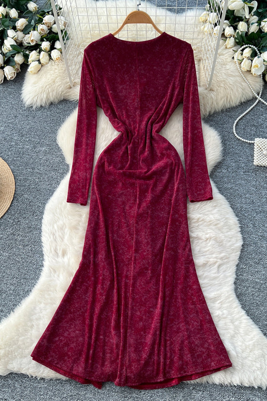 Elegant Ruched Long Sleeve Dress