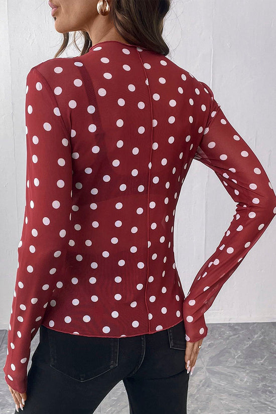 Polka Dot Sheer Long Sleeve Top