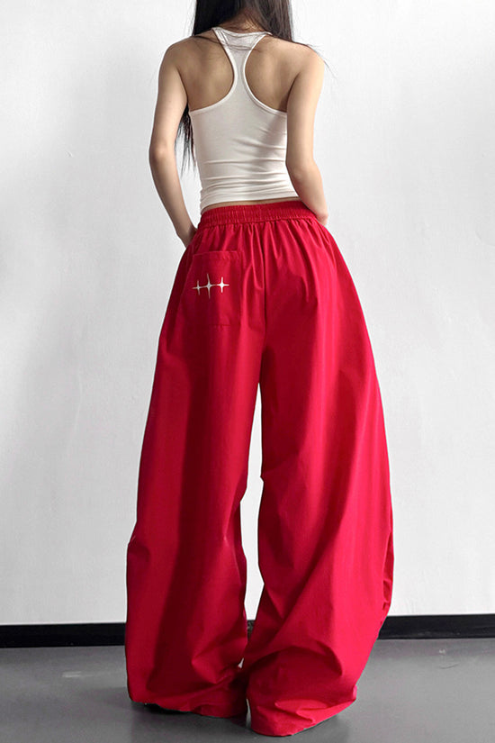 Relaxed Fit Wide Leg Casual Pants