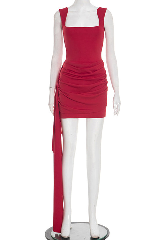 Elegant Sleeveless Ruched Mini Dress