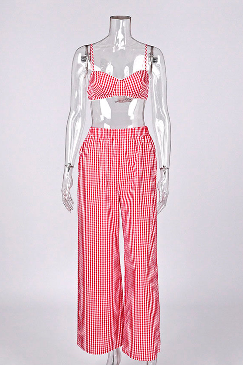 Checkered Three-Piece Loungewear Set