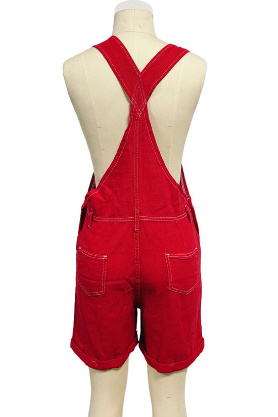 Multi-Pocket Casual Denim Romper