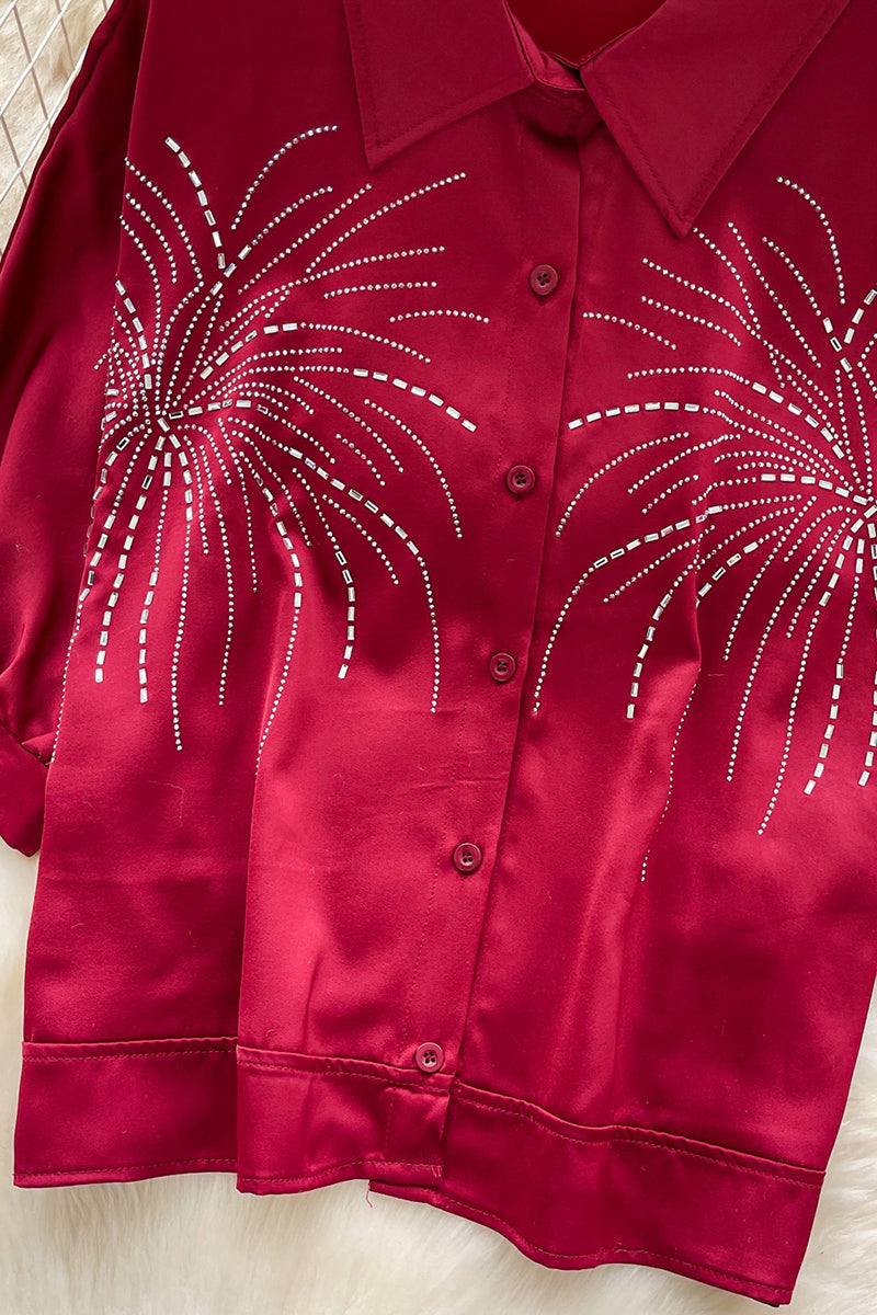Sparkling Pattern Button-Up Blouse